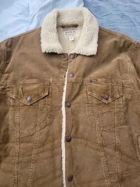 Polo by Ralph Lauren Brown Corduroy Jacket with Cream Sherpa Collar